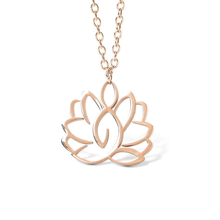 Collana con ciondolo dell'illuminazione in acciaio inossidabile con design a forma di loto cavo Buddha Stones - image 18