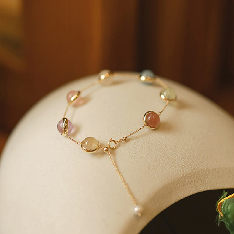 Bracciale Buddha Stones con cristalli colorati, ametista, quarzo fragola e bilanciamento - image 11