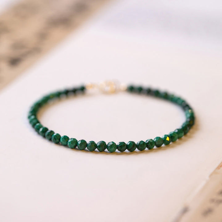 Bracciale anti-ansia con perline ultrasottili in malachite naturale da 3 mm di Buddha Stones - Malachite da 3 mm (circonferenza del polso: 16 cm) - image 0
