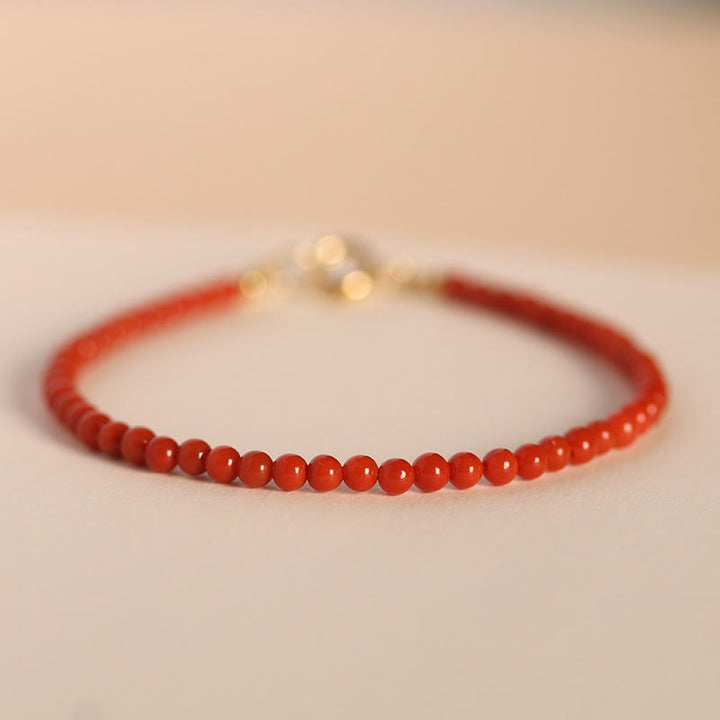Braccialetto positivo con perline ultrasottili in agata rossa naturale del sud da 3 mm Buddha Stones - Agata rossa del sud da 3 mm (circonferenza del polso: 14-17 cm) - image 6
