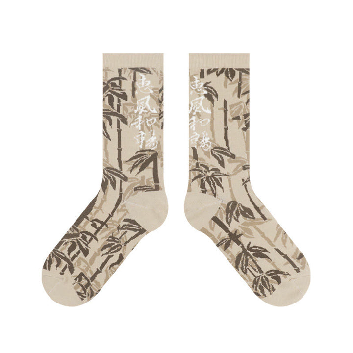 Calzini da donna in cotone micro con motivo floreale e calligrafia cinese Buddha Stones - image 16