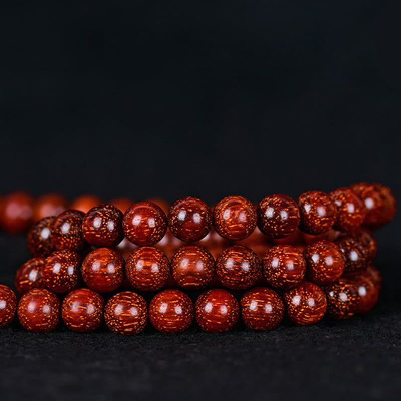 Braccialetto di equilibrio in legno di sandalo rosso con foglia piccola tibetana Buddha Stones - 5mm*108 - image 12