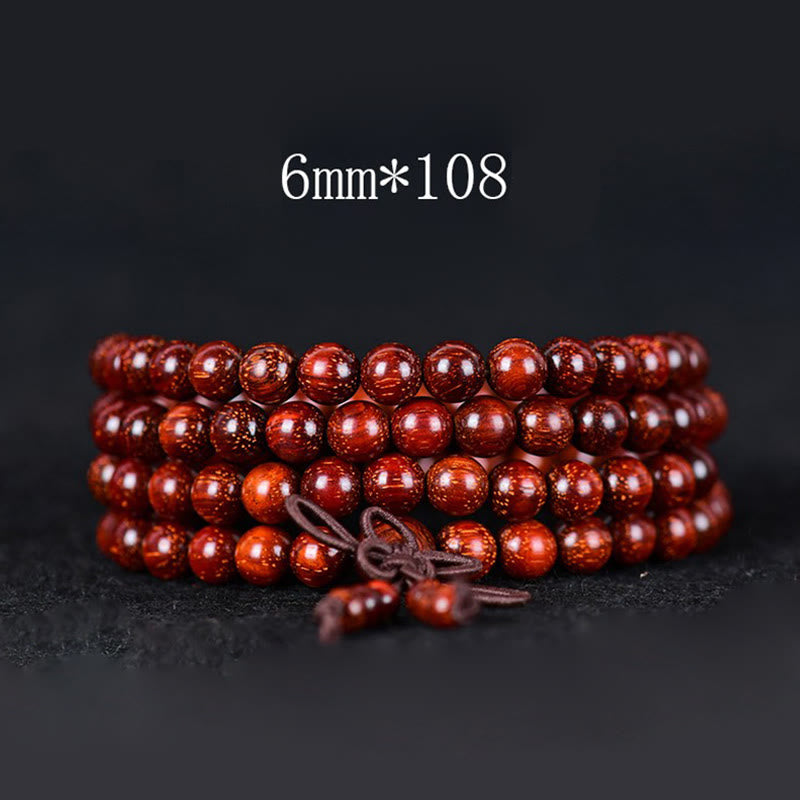 Braccialetto di equilibrio in legno di sandalo rosso con foglia piccola tibetana Buddha Stones - 6mm*108 - image 1