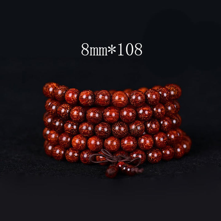 Braccialetto di equilibrio in legno di sandalo rosso con foglia piccola tibetana Buddha Stones - 8mm*108 - image 3