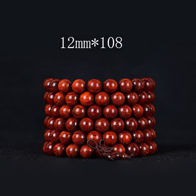 Braccialetto di equilibrio in legno di sandalo rosso con foglia piccola tibetana Buddha Stones - 12mm*108 - image 5