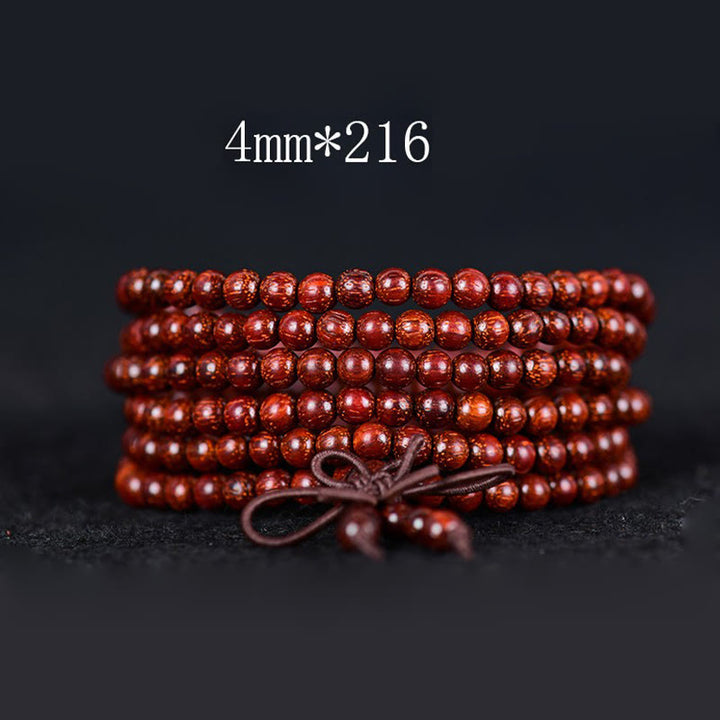 Braccialetto di equilibrio in legno di sandalo rosso con foglia piccola tibetana Buddha Stones - 4mm*216 - image 6