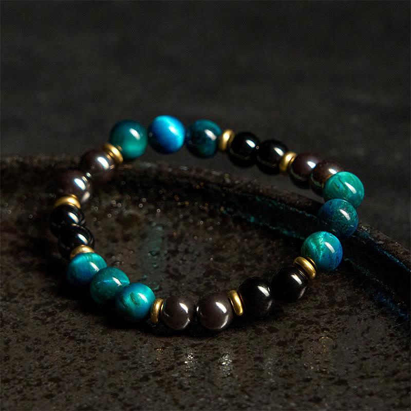 Braccialetto di equilibrio con perline di occhio di tigre blu naturale Buddha Stones - image 3