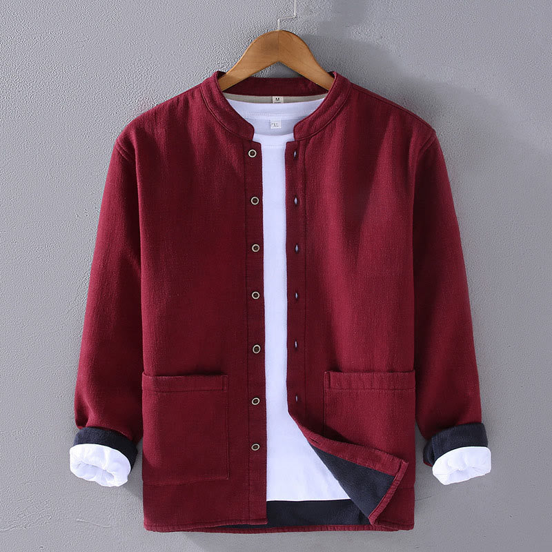 Giacca da uomo Buddha Stones con collo classico, maniche lunghe, foderata in pile termico e in ramia, con tasche. - FireBrick - US/UK/AU42, EU52 (3XL) - image 1