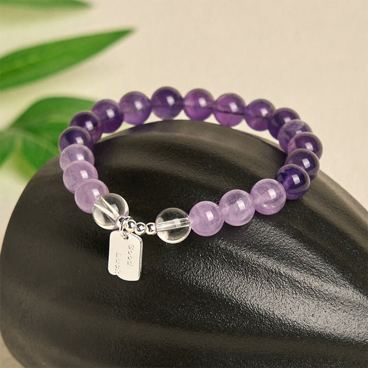 Bracciale portafortuna Buddha Stones, ametista, quarzo rosa e quarzo fragola - image 2