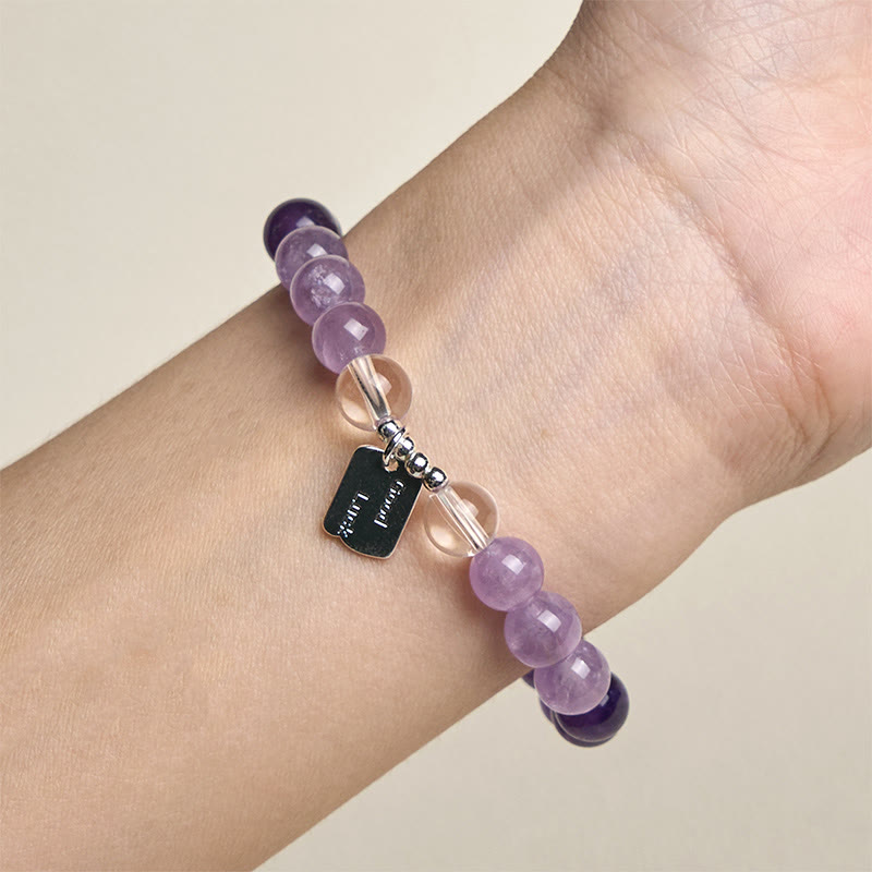 Bracciale portafortuna Buddha Stones, ametista, quarzo rosa e quarzo fragola - image 4