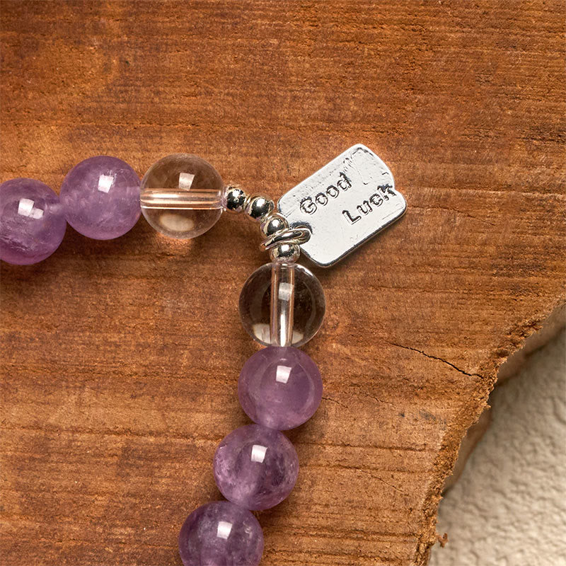 Bracciale portafortuna Buddha Stones, ametista, quarzo rosa e quarzo fragola - image 3