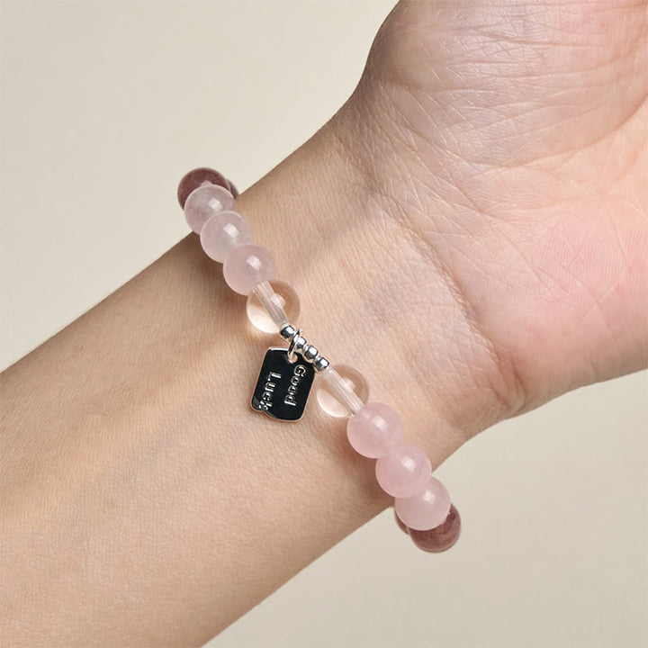 Bracciale portafortuna Buddha Stones, ametista, quarzo rosa e quarzo fragola - image 16