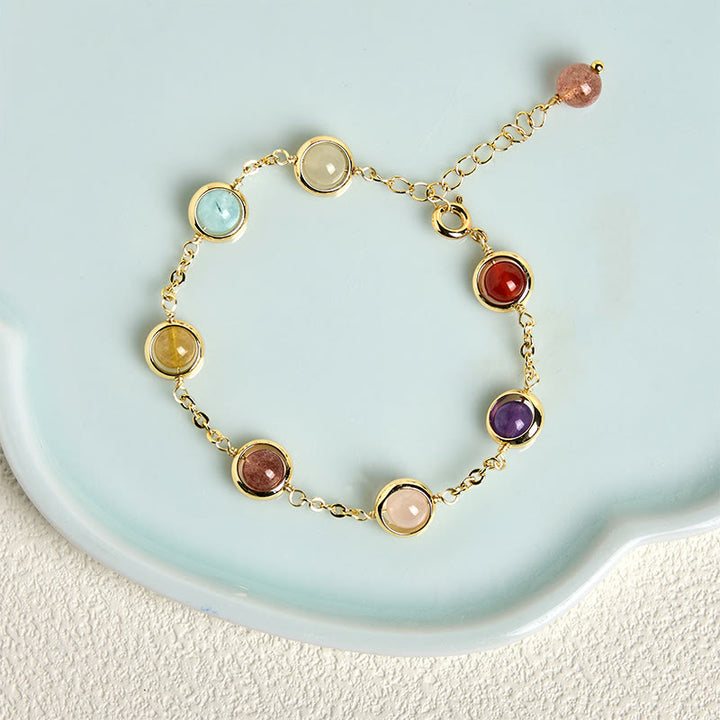Bracciale Buddha Stones con cristalli colorati, ametista, quarzo fragola e bilanciamento - image 13