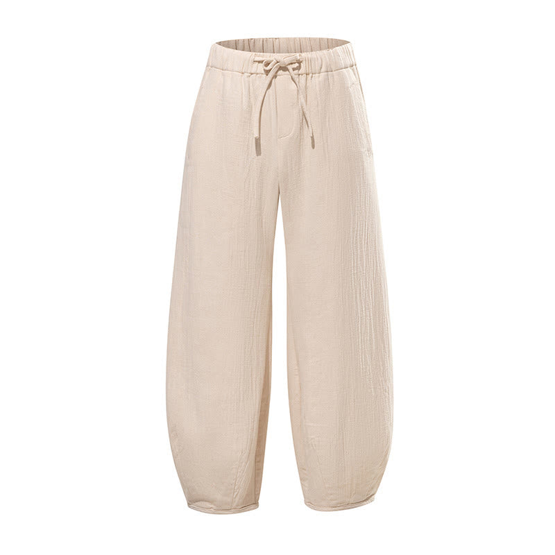Pantaloni da uomo a gamba larga in stile zen cinese con coulisse e tasche, stile Buddha Stones Daily - image 9