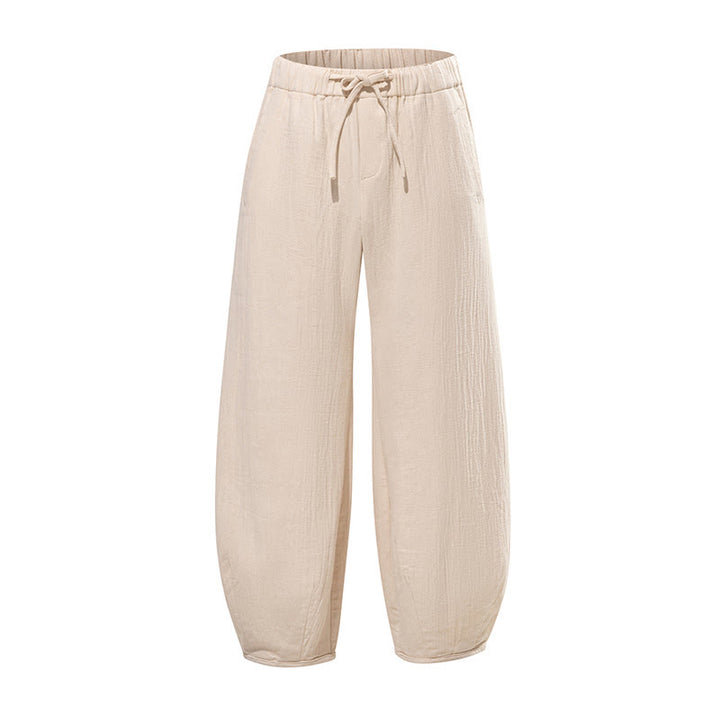 Pantaloni da uomo a gamba larga in stile zen cinese con coulisse e tasche, stile Buddha Stones Daily - image 9