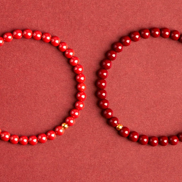 Braccialetto Buddha Stones Natural Cinnabar Ambra Calma - image 5