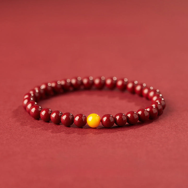 Braccialetto Buddha Stones Natural Cinnabar Ambra Calma - Cinabro da 6 mm - image 0