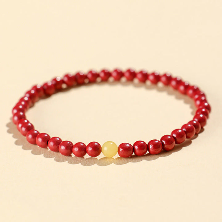 Braccialetto Buddha Stones Natural Cinnabar Ambra Calma - Cinabro imperiale da 4 mm - image 2