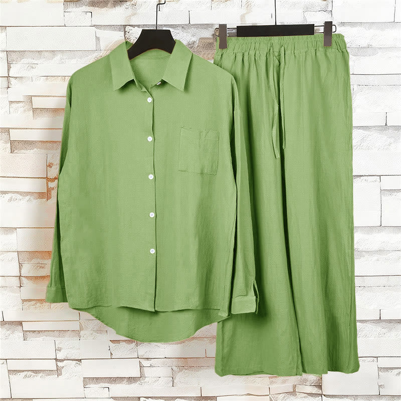 Completo da donna in cotone con stampa Buddha Stones, composto da 2 pezzi: maglia a maniche lunghe con tasche e pantaloni capri con coulisse, ideale per la meditazione. - image 5