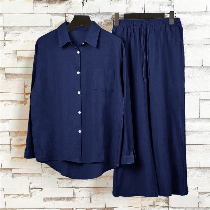Completo da donna in cotone con stampa Buddha Stones, composto da 2 pezzi: maglia a maniche lunghe con tasche e pantaloni capri con coulisse, ideale per la meditazione. - image 35