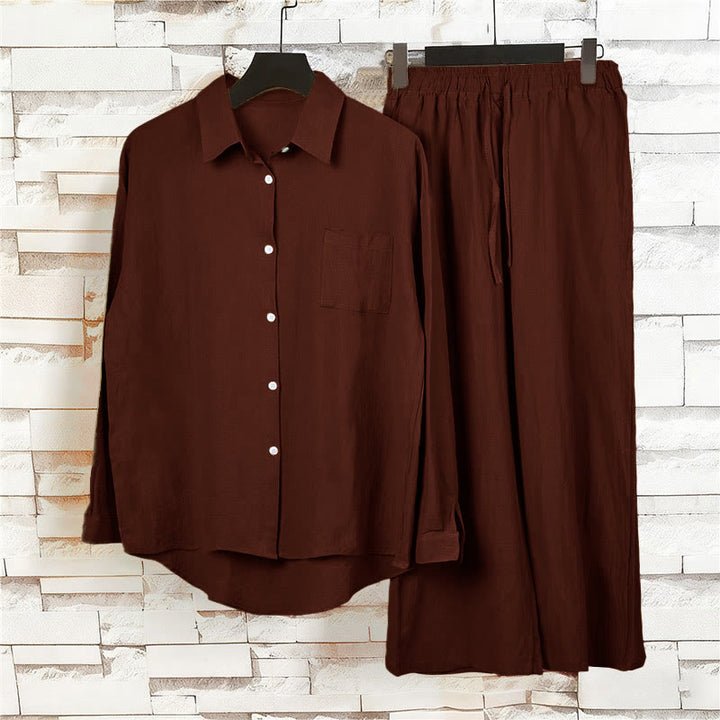 Completo da donna in cotone con stampa Buddha Stones, composto da 2 pezzi: maglia a maniche lunghe con tasche e pantaloni capri con coulisse, ideale per la meditazione. - image 41