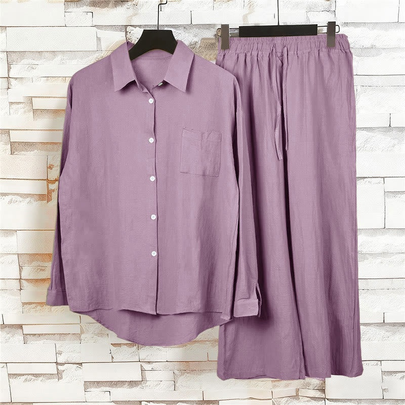 Completo da donna in cotone con stampa Buddha Stones, composto da 2 pezzi: maglia a maniche lunghe con tasche e pantaloni capri con coulisse, ideale per la meditazione. - image 59