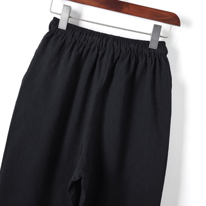 Set di 2 pezzi da uomo in tinta unita con bottoni a rana, camicia a maniche lunghe in cotone e pantaloni con tasche, Buddha Stones - image 8