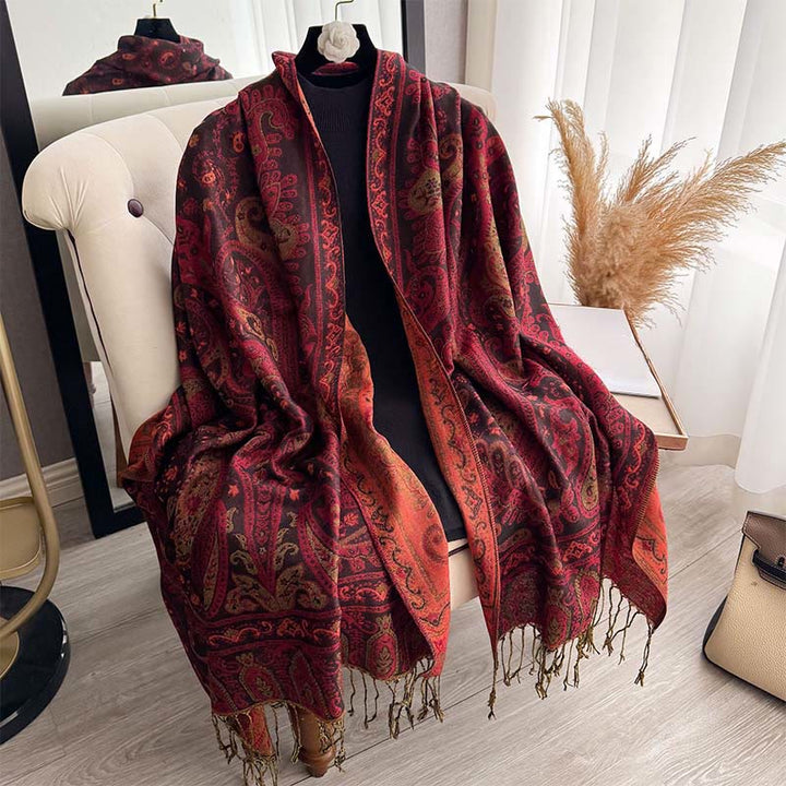 Sciarpa/stola con nappe e motivo floreale paisley primaverile Buddha Stones. - image 5