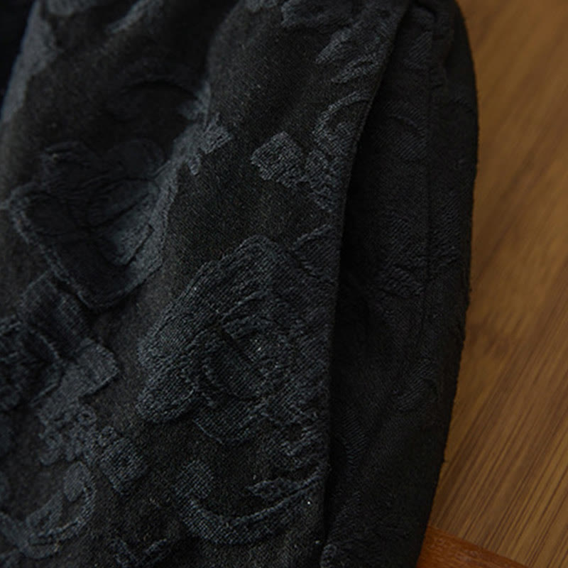 Pantaloni da donna in cotone a gamba larga con tasche, modello jacquard termico invernale Buddha Stones - image 4