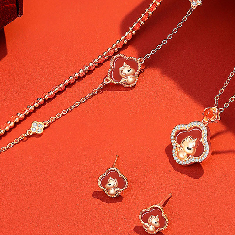 Bracciale Buddha Stones in argento sterling 925 con agata rossa e giada Hetian, simbolo della fiducia nell'anno del cavallo - image 3