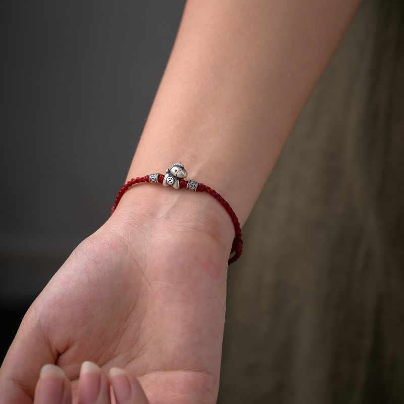 Braccialetto di protezione intrecciato in argento sterling 999 Buddha Stones, Anno del Cavallo - image 13