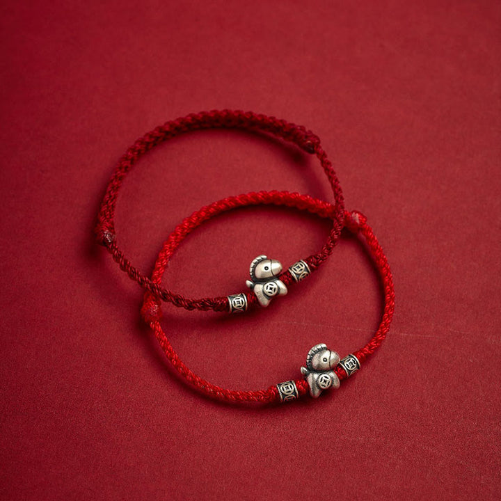Braccialetto di protezione intrecciato in argento sterling 999 Buddha Stones, Anno del Cavallo - image 14