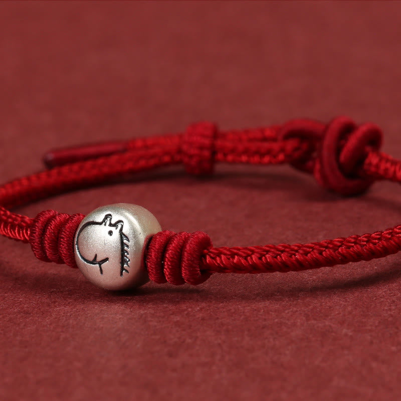 Bracciale intrecciato in corda rossa in argento sterling 999 Buddha Stones, Anno del Cavallo - image 10