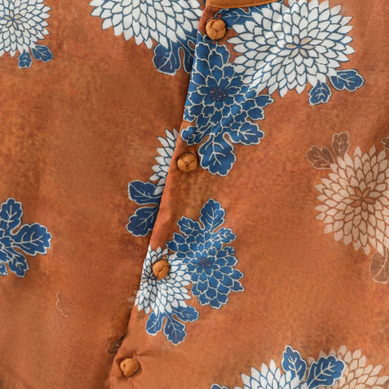 Gilet da donna in cotone senza maniche con stampe floreali, bottoni e tasche, Buddha Stones - image 7