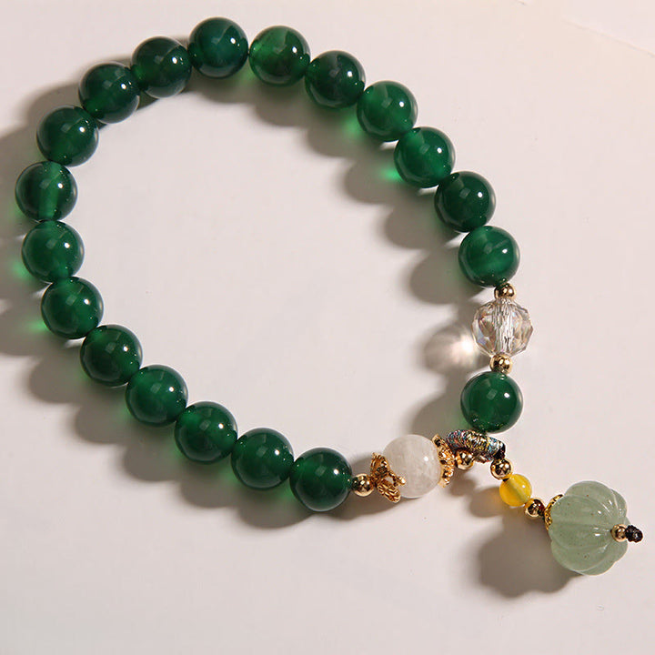 Braccialetto rilassante e calmo con perline di zucca in cristallo verde Buddha Stones - image 7
