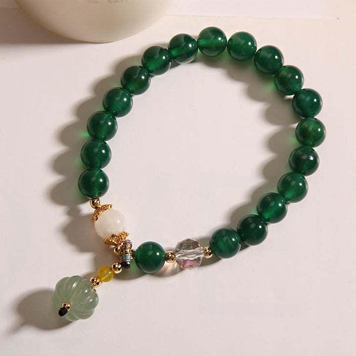 Braccialetto rilassante e calmo con perline di zucca in cristallo verde Buddha Stones - image 6