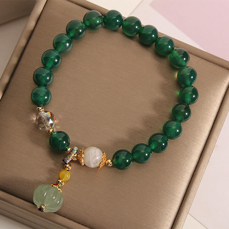 Braccialetto rilassante e calmo con perline di zucca in cristallo verde Buddha Stones - image 3