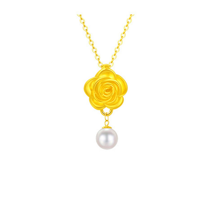 Collana con ciondolo curativo in perle di camelia placcate in oro e argento sterling 999 Buddha Stones - image 8