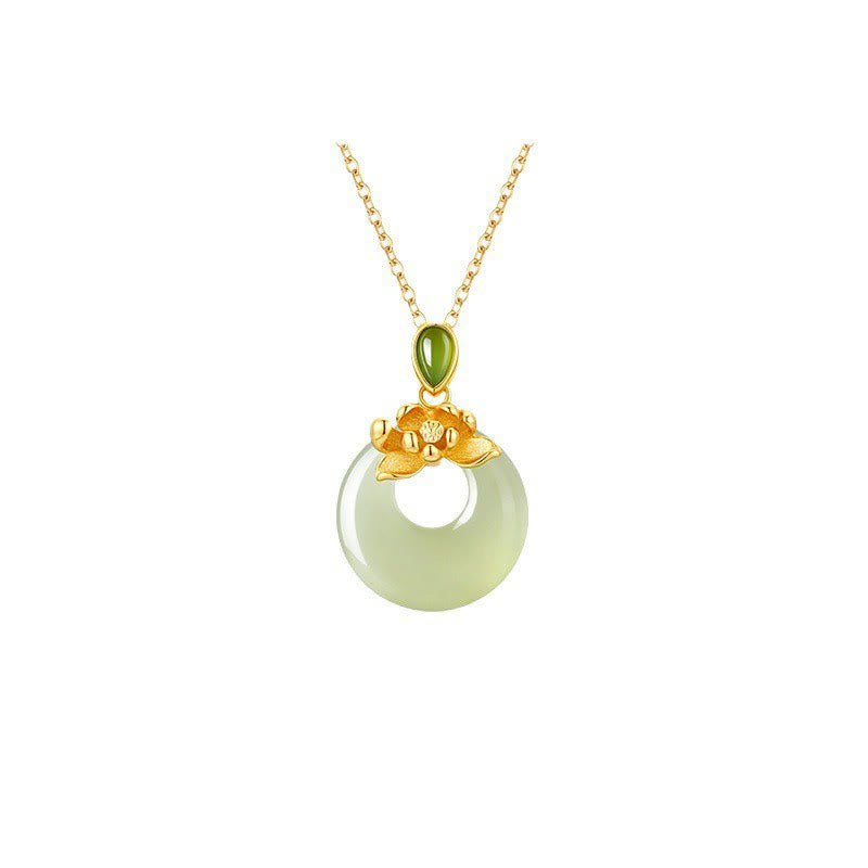 Collana con ciondolo portafortuna in giada Hetian placcata oro e argento sterling 925 Buddha Stones - image 9