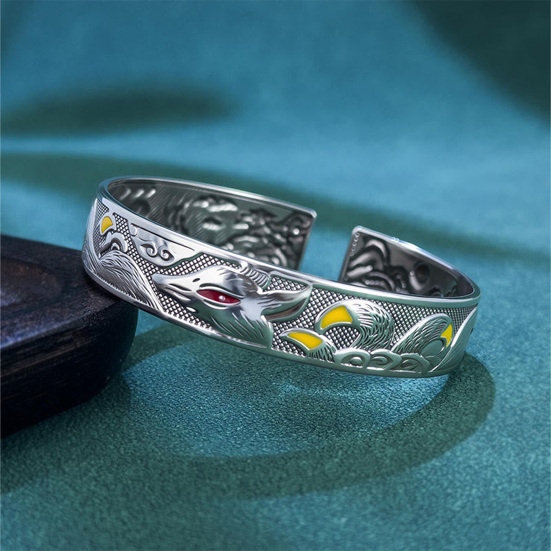 Braccialetto regolabile aperto con protezione in rame a forma di volpe a nove code Buddha Stones - Volpe a nove code - image 0