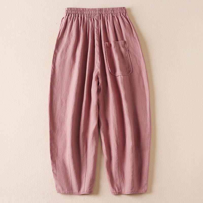 Pantaloni harem estivi con piccole decorazioni floreali e tasche, ispirati a Buddha Stones. - image 11