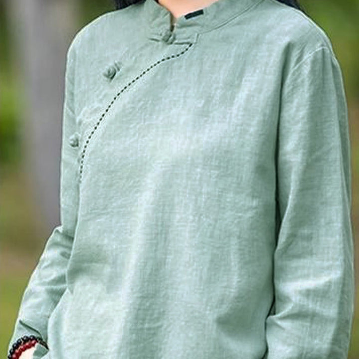 Buddha Stones Collo obliquo Nodo Bottone Abbigliamento largo - image 7