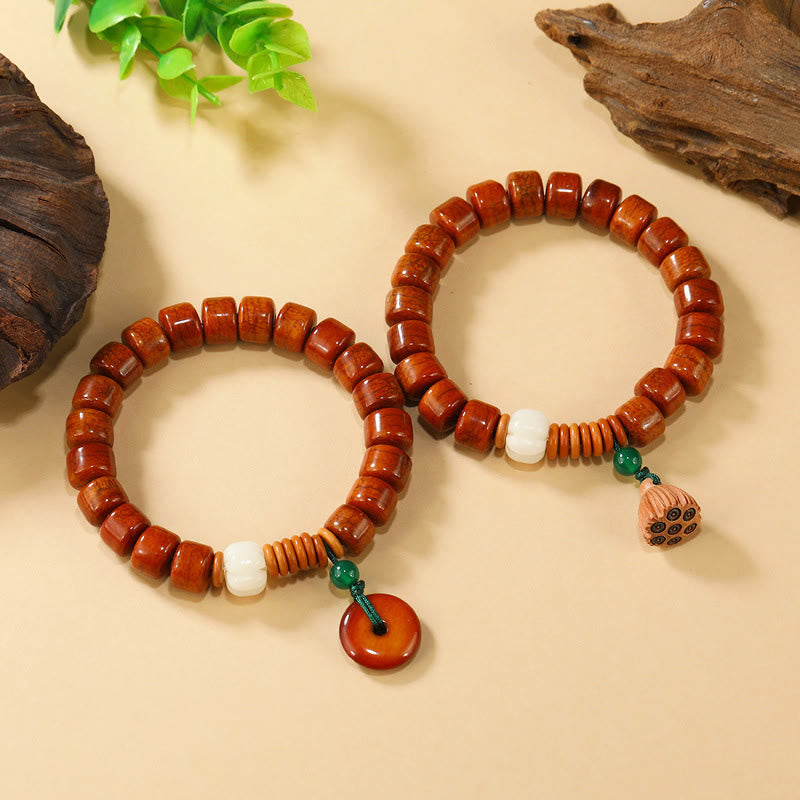 Braccialetto dell'illuminazione con fibbia della pace in Buddha Stones, perline di osso e loto - image 10