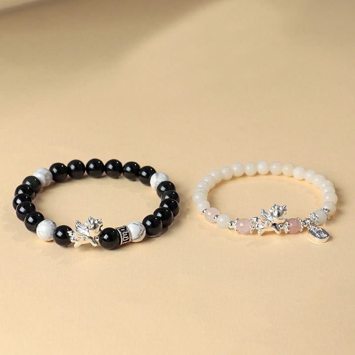 Bracciale Buddha Stones in argento sterling 999 con ossidiana nera naturale e seme di Bodhi, simbolo della forza dell'anno del cavallo - image 13