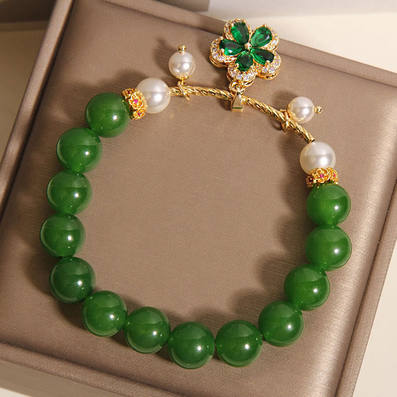 Bracciale Buddha Stones con perle di diaspro verde e fiori - image 6