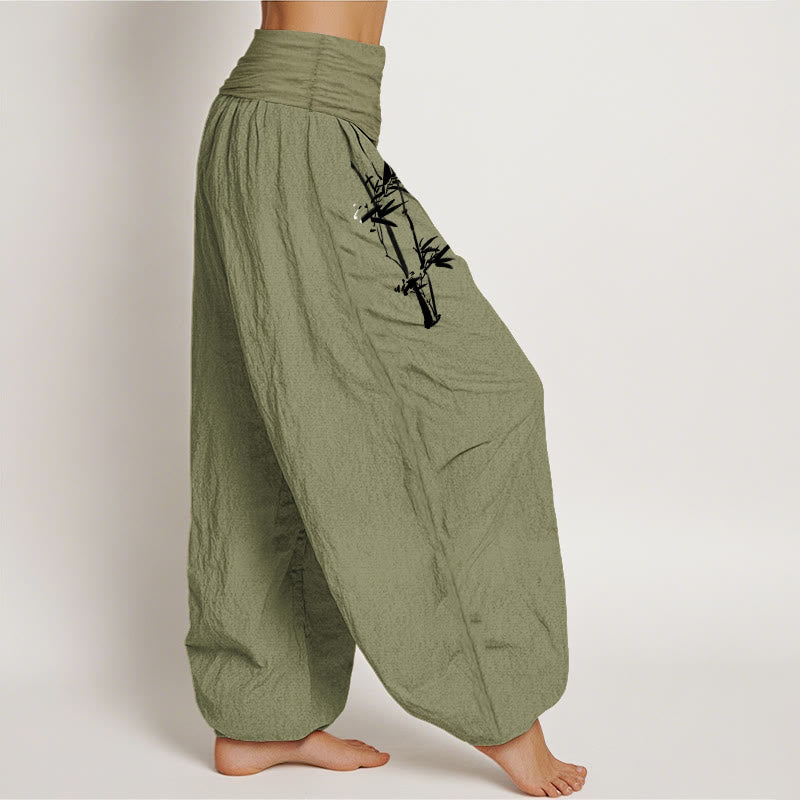 Pantaloni harem da donna in puro cotone con elastico in vita, motivo sole rosso, motivo Buddha Stones - image 1