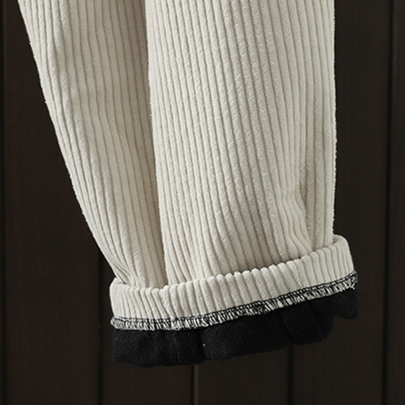 Pantaloni harem invernali da donna in velluto a coste di cotone con vita alta e fodera in pile, con tasche , Buddha Stones - image 9