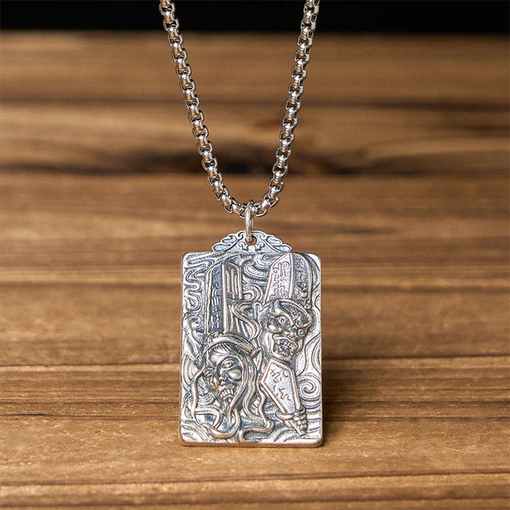 Buddha Stones Collana con ciondolo in rame, nero e bianco, modello di impermanenza, equilibrio - Impermanenza in bianco e nero e catena intrecciata - image 6