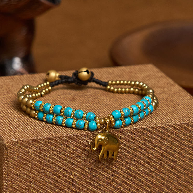 Bracciale Buddha Stones Turquoise Elephant Luck in rame placcato a doppio strato e resistenza - Turchese (circonferenza polso: 15-18 cm) - image 17