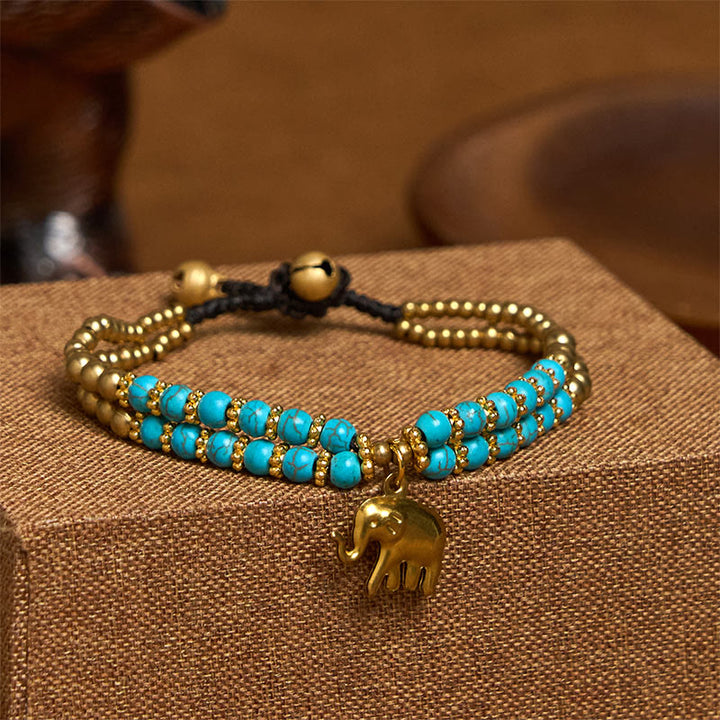 Bracciale Buddha Stones Turquoise Elephant Luck in rame placcato a doppio strato e resistenza - Turchese (circonferenza polso: 15-18 cm) - image 17